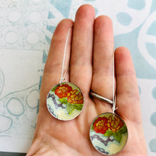 Load image into Gallery viewer, Bright Red Blossoms Large Basin Tin Earrings
