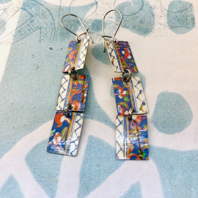 Cornflower Edges Upcycled Rectangles Tin Earrings