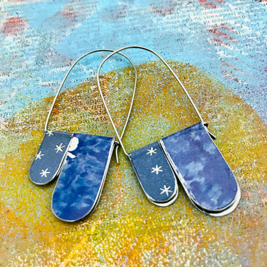 Mixed Purple Patterns Arch Dangle Tin Earrings