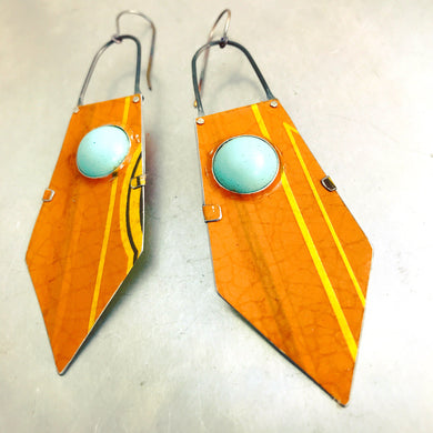 Orange Dreamsicle and Aqua Zero Waste Tin Earrings