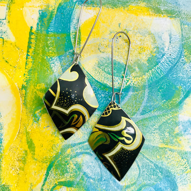 Shimmery Golds on Black Tin Diamond Earrings