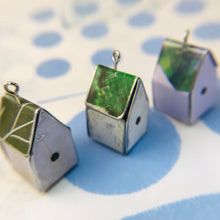 Load image into Gallery viewer, Tiny White Birdhouses Boho Upcycled Tin Necklace