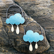 Load image into Gallery viewer, Speckled Blue Clouds &amp; White Rain Drops Zero Waste Tin Earrings