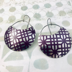 Grape Geometry Upcycled Tin Circle Earrings
