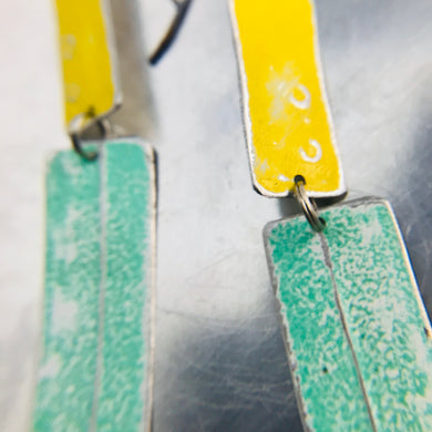 Rustic Matte Bright Yellow & Sea Foam Zero Waste Tin Earrings