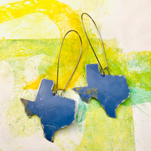 Load image into Gallery viewer, Cornflower Blue Upcycled Tin Texas Earrings