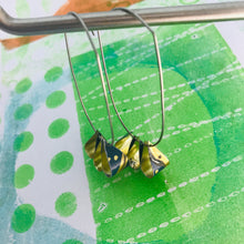 Load image into Gallery viewer, Vintage Blue &amp; Gold Multi U Hoop Upcycled Tin Earrings