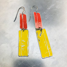 Load image into Gallery viewer, Rustic Matte Bright Red &amp; Yellow Zero Waste Tin Earrings