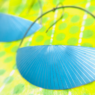 Shimmery Sky Blue Half Moon Recycled Tin Earrings