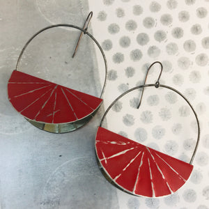 Red Half Moon Saddle Zero Waste Tin Earrings