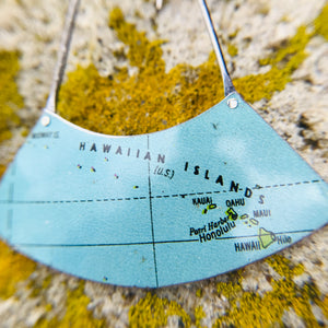 Vintage Tin Globe: Alaska & Hawaii Wide Fan Tin Earrings