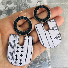 Load image into Gallery viewer, Black &amp; White Pattern Chunky Horseshoes Zero Waste Tin Earrings