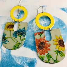 Load image into Gallery viewer, Gerber Daisies Chunky Horseshoes Zero Waste Tin Earrings