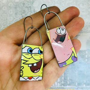 Sponge Bob & Patrick Arched Wire Tin Earrings