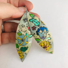 Load image into Gallery viewer, Vintage Mixed Flowers Upcycled Tin Leaf Earrings