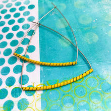 Load image into Gallery viewer, Yellow Spiraled Tin Triangle Hoop Earrings