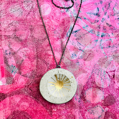 Sun & Moon  Reversible Concrete & Tin Necklace