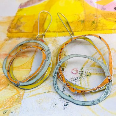 Dreamsicle Scribbles Upcycled Tin Earrings