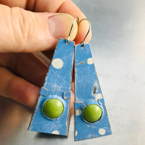 Sky Blue & Spring Green Domes Zero Waste Tin Earrings