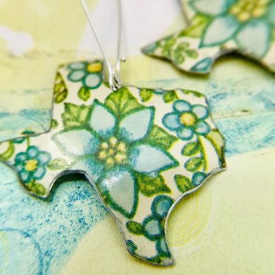 Lots of Blue Flowers Texas Upcycled Tin Earrings