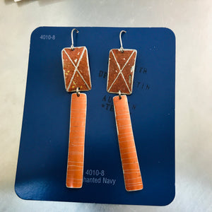 Rustic Bark & Burnt Orange Zero Waste Tin Earrings