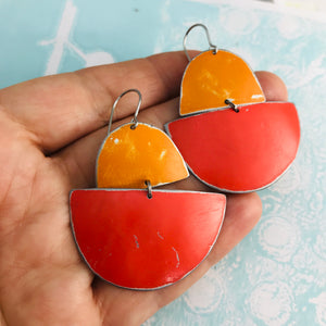 Persimmon & Cerise Boats Upcycled Tin Earrings