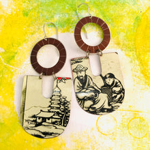 Load image into Gallery viewer, Japanese Scene Chunky Horseshoes Zero Waste Tin Earrings