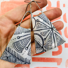Load image into Gallery viewer, Ink Doodles Upcycled Tin Long Fans Earrings