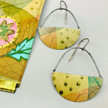 Load image into Gallery viewer, Leaf Skeleton on Butter Upcycled Tin Earrings