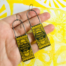 Load image into Gallery viewer, Famous Roasted Java Long Rectangular Tin Earrings
