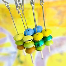 Load image into Gallery viewer, Greens &amp; Yellow Tiny Macarons Tin Earrings