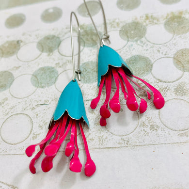 Aqua & Hot Pink Honeysuckle Earrings