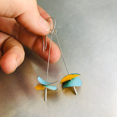 Bright Aqua & Persimmon Radio Waves Zero Waste Tin Earrings