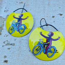 Load image into Gallery viewer, No Hands! Curious George Circles Upcycled Tin Earrings