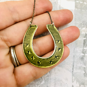 Bigger Lucky Horseshoe Recycled Necklace Tin Anniversary Gift