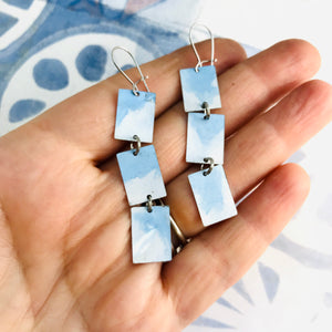 Cloudy Day Upcycled Tri-Rectangles Tin Earrings