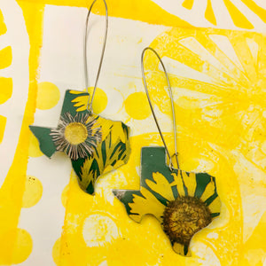 Texas Yellow Wildflowers Upcycled Tin Earrings