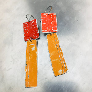 Rustic Matte Persimmon & Red Zero Waste Tin Earrings