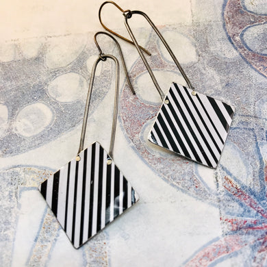 Narrow Arc Striped Diamonds Zero Waste Tin Earrings