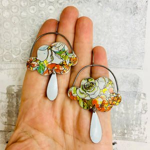 Flowery Rain Clouds Tin Earrings