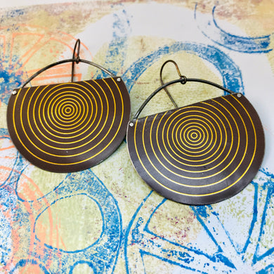 Espresso & Copper Concentric Circles Recycled Tin Earrings