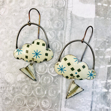 Paper Airplane & Little Vintage Starburst Clouds Zero Waste Tin Earrings