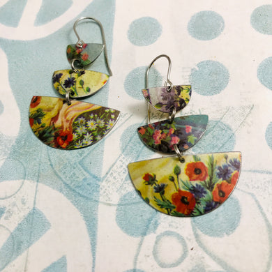 Lots of Little Flowers Stacked Half Moons Earrings