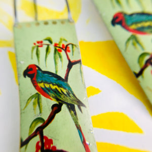 Vintage Parrot Long Narrow Tin Earrings