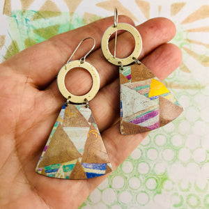 Klimt Triangles Small Fans Zero Waste Tin Earrings