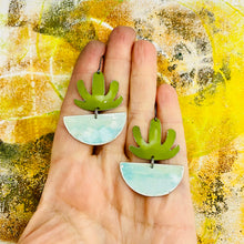 Load image into Gallery viewer, Mod Succulents Ocean Pot Upcycled Tin Earrings