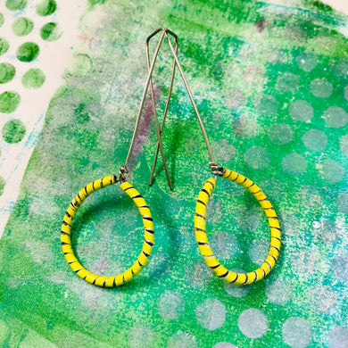 Yellow Spiraled Circle Upcycled Earrings