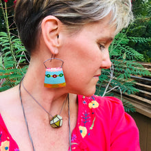 Load image into Gallery viewer, Vintage Festive Aqua Large Zero Waste Tin Earrings