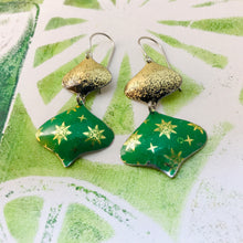 Load image into Gallery viewer, Paris Greens &amp; Gold Rex Ray Zero Waste Tin Earrings