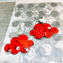 Load image into Gallery viewer, Crescents &amp; Bright Red Clouds Zero Waste Tin Earrings